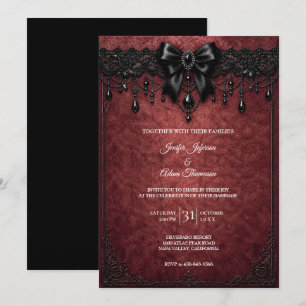Invitation de mariage à dentelle rouge et noir