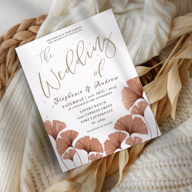 Invitation de mariage à feuillage en terre cuite à (Créateur téléchargé)
