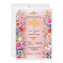 Invitation de mariage à fleurs à l'aquarelle roman