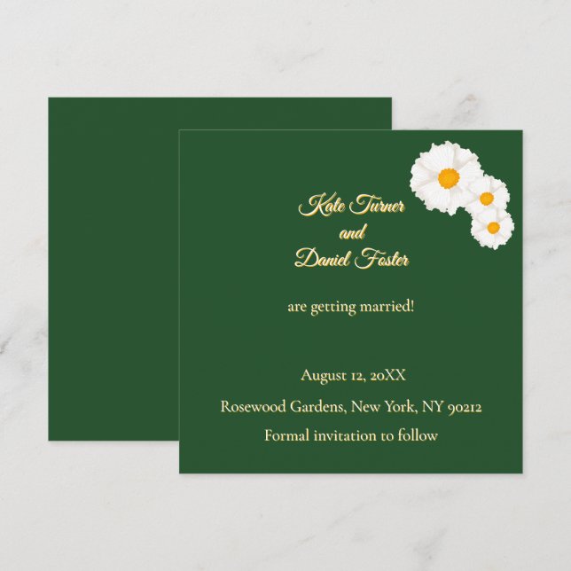 Invitation de mariage à fleurs vert foncé pour ann (Devant / Derrière)