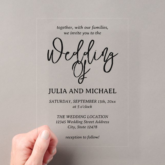 Invitation de mariage à la calligraphie minimalist (In situ (ordinateur de poche))