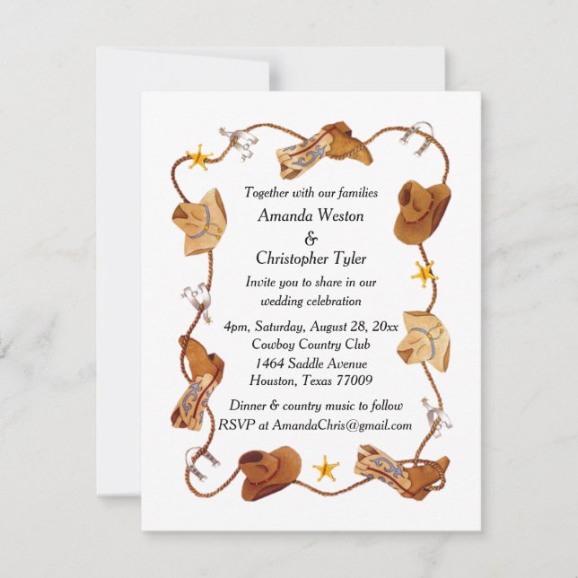 Invitation de mariage à la campagne (Devant)