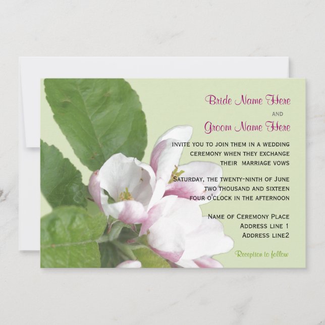 Invitation de mariage à la floraison des pommiers (Devant)