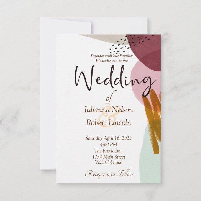 Invitation de mariage à la peinture de style moder (Devant)