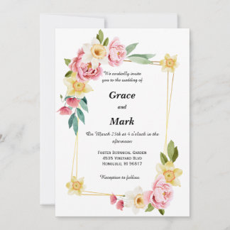 Invitation de mariage à la pivoine rose et à la jo