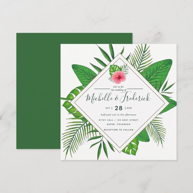 Invitation de mariage à la plage Aloha aquarelle (Devant / Derrière)