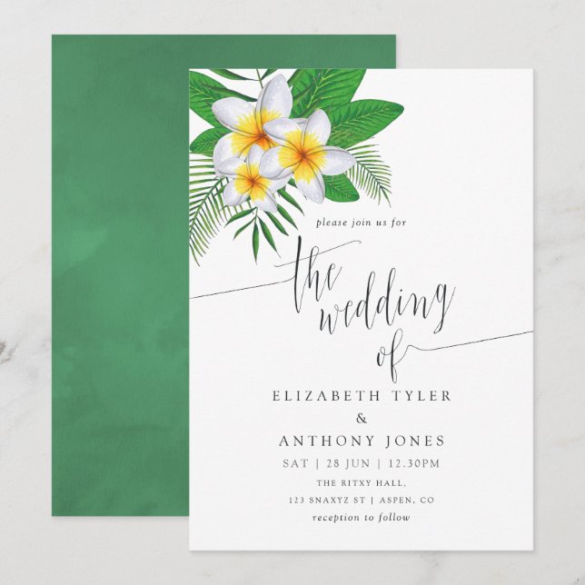Invitation de mariage à la plage Aloha aquarelle (Devant / Derrière)