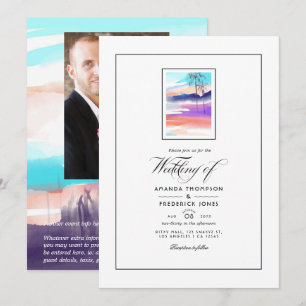Invitation de mariage à la plage en aquarelle pour