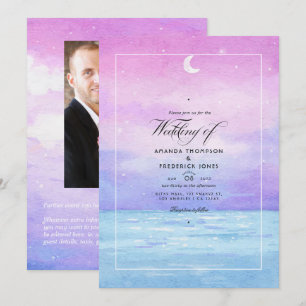 Invitation de mariage à la plage en aquarelle pour