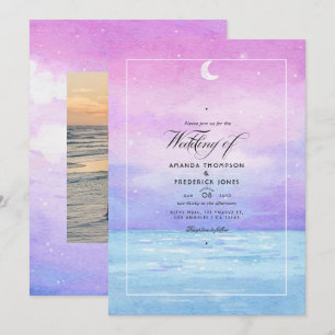 Invitation de mariage à la plage en aquarelle pour