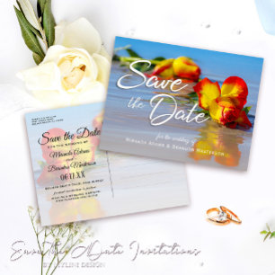 Invitation de mariage à la plage florale "Save the