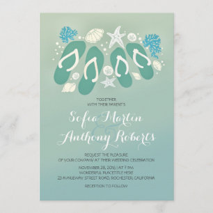 invitation de mariage à la plage moderne avec tong