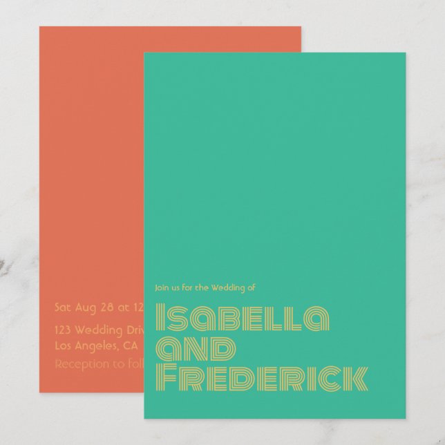 Invitation de mariage à la typographie rétro (Devant / Derrière)