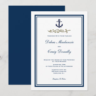 Invitation de mariage à l'ancre de style nautique