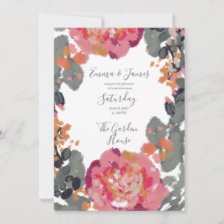 Invitation de mariage à l'aquarelle botanique, Fle