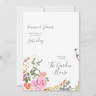 Invitation de mariage à l'aquarelle botanique, Fle
