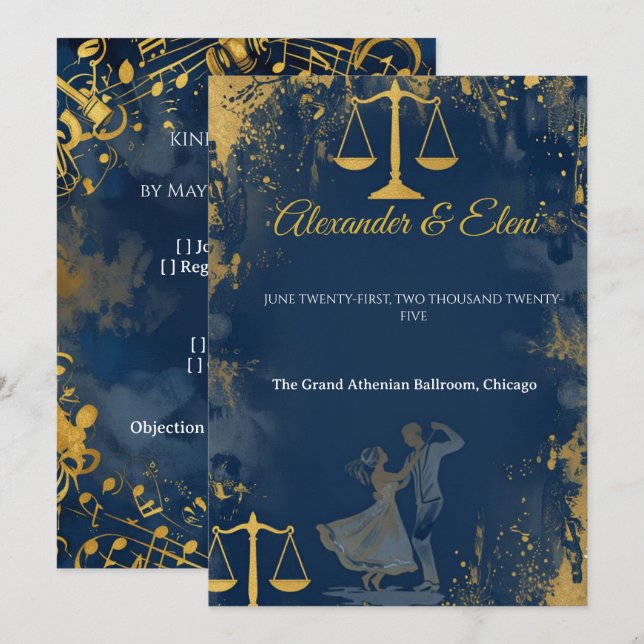 Invitation de mariage à l'aquarelle de l'avocat da (Devant / Derrière)