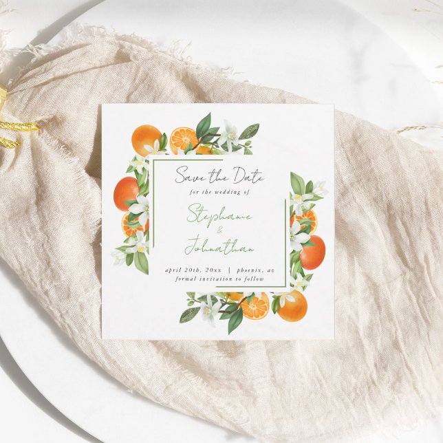 Invitation de mariage à l'aquarelle d'orange manda (Créateur téléchargé)