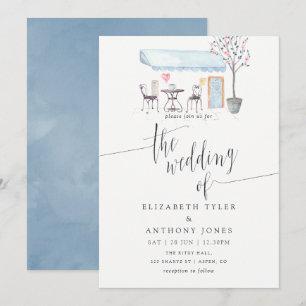 Invitation de mariage à l'aquarelle du Café de Par