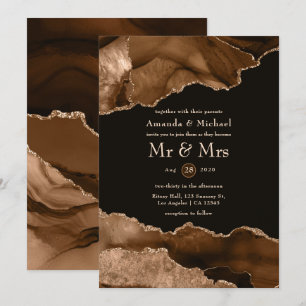 Invitation de mariage à l'aquarelle en agate Deser