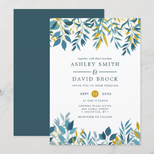 Invitation de mariage à l'aquarelle florale botani