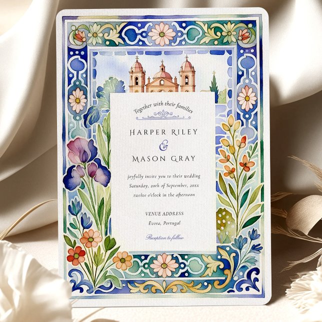 Invitation de mariage à l'aquarelle florale de tui (Créateur téléchargé)