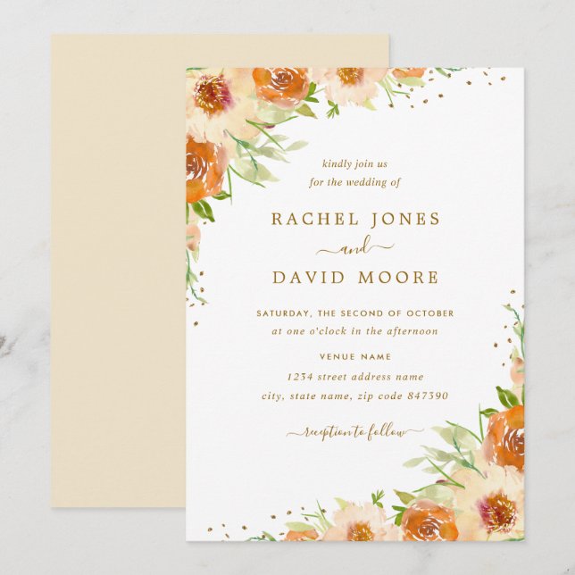 Invitation de mariage à l'aquarelle florale d'été  (Devant / Derrière)