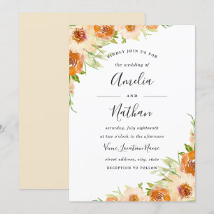 Invitation de mariage à l'aquarelle florale d'été