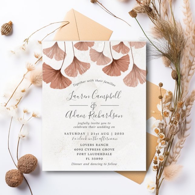 Invitation de mariage à l'aquarelle terracotta bud (Créateur téléchargé)