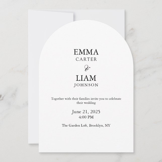Invitation de mariage à l'arche minimale éditable  (Devant)