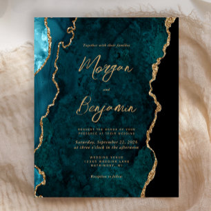 Invitation de mariage à l'écriture cursive en agat