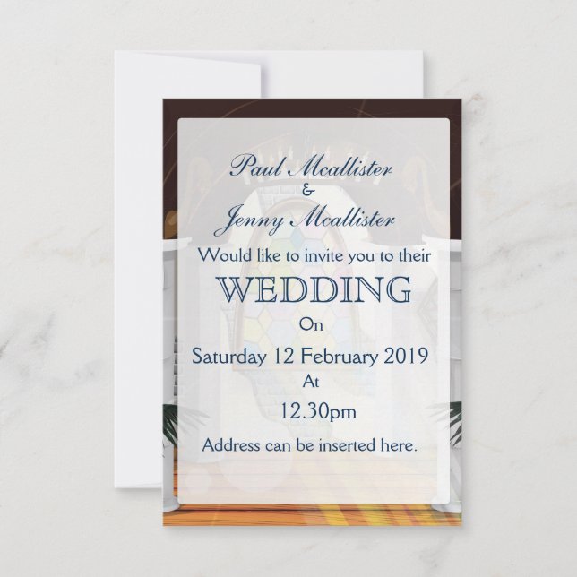 Invitation de mariage à l'église. (Devant)
