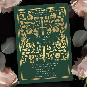 Invitation de mariage à l'épée royale médiévale ve