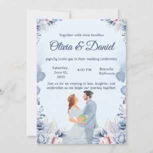 Invitation de mariage à l'illustration aquarelle b