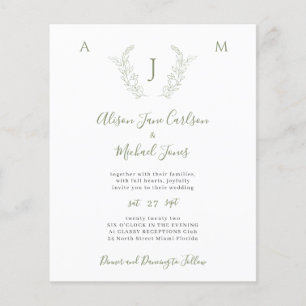 Invitation de mariage à monogramme avec verdure de