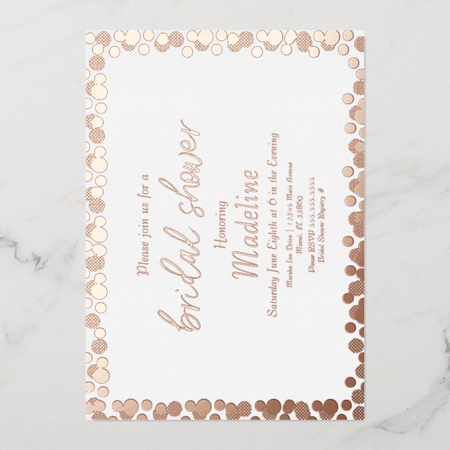 Invitation de mariage à motif de points dorés en f (Recto)