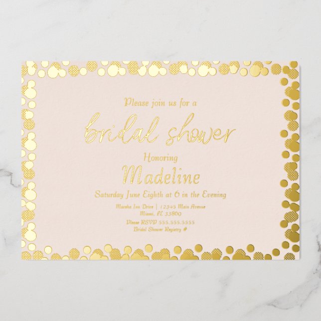 Invitation de mariage à motif de points dorés sous (Recto)