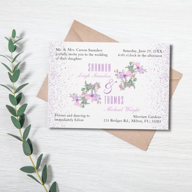 Invitation de mariage à motif floral joli  (Créateur téléchargé)