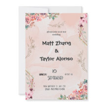 Invitation de mariage à motif floral rose