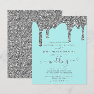 Invitation de mariage à paillettes argentées et co