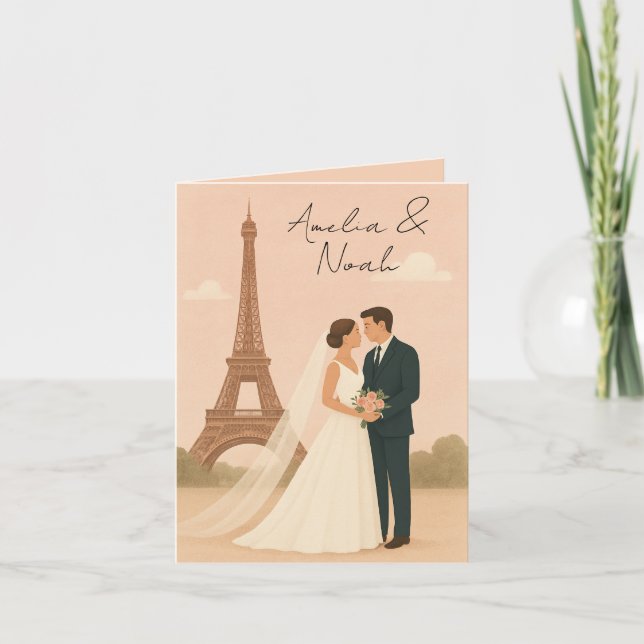 Invitation de mariage à Paris | Tour Eiffel élégan (Devant)