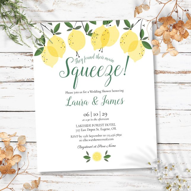 Invitation de mariage à petit budget avec citrons (Budget Wedding Shower Squeeze Lemons Invitation)