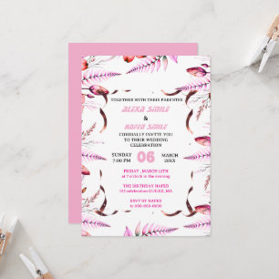 Invitation de mariage à plis Wildflower, jolie mar