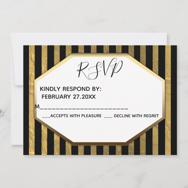 Invitation de mariage à rayures géométriques luxe  (Devant)