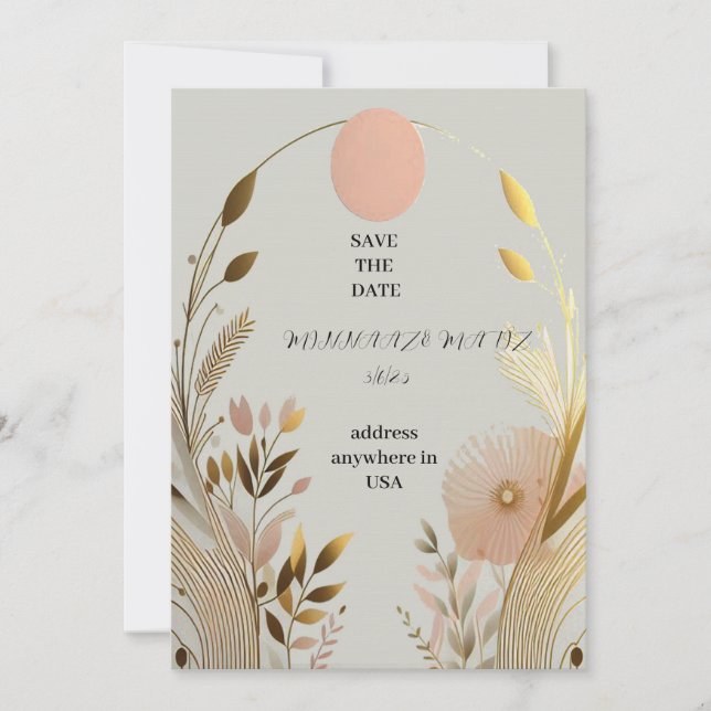 Invitation de mariage à retenir la date simple ros (Devant)