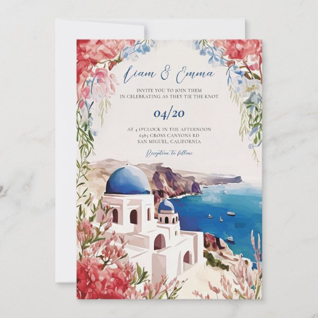 Invitation de mariage à Santorin Mariage de destin (Devant)