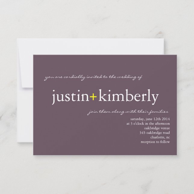 Invitation de mariage| A+|sm violet (7 couleurs de (Devant)