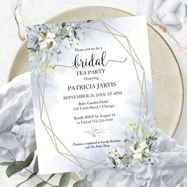 Invitation de mariage à thé au budget Eucalyptus (Créateur téléchargé)