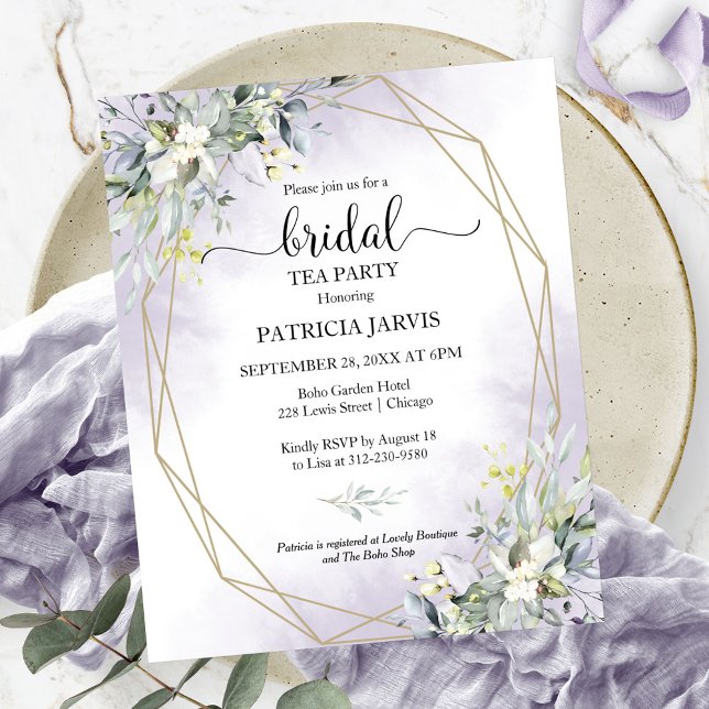 Invitation de mariage à thé au budget Eucalyptus (Créateur téléchargé)