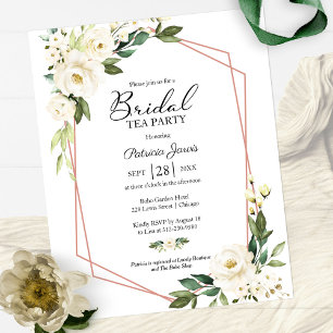 Invitation de mariage à thé floral blanc à petit b